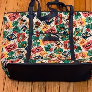 Vera Bradley small Vera tote with faux leather trim.